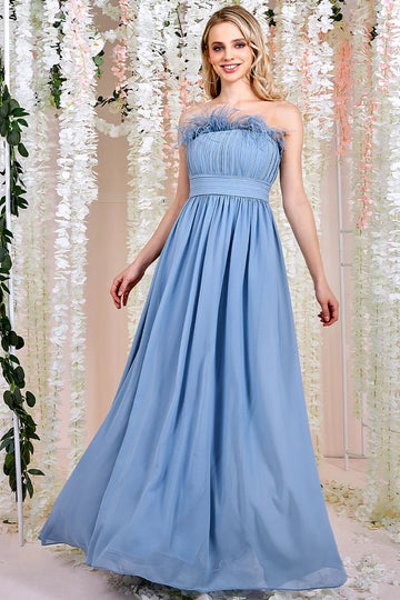 Chiffon Feather Bandeau Maxi Dress Goddiva